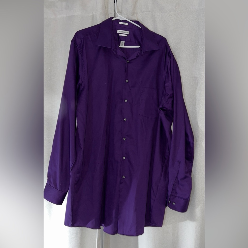 Used mens Van Heusen purple dress shirt